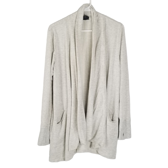 Tahari Cream Open Front Long Sleeve Cardigan Duster with Thumb Hole Sleeves S - Picture 1 of 12